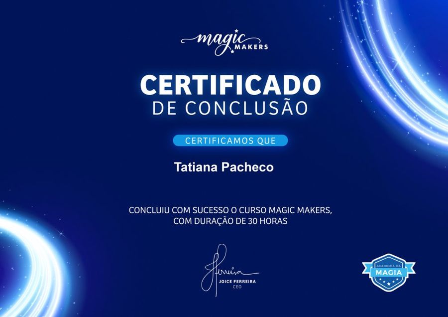 Certificado Magic Makers · 30 h