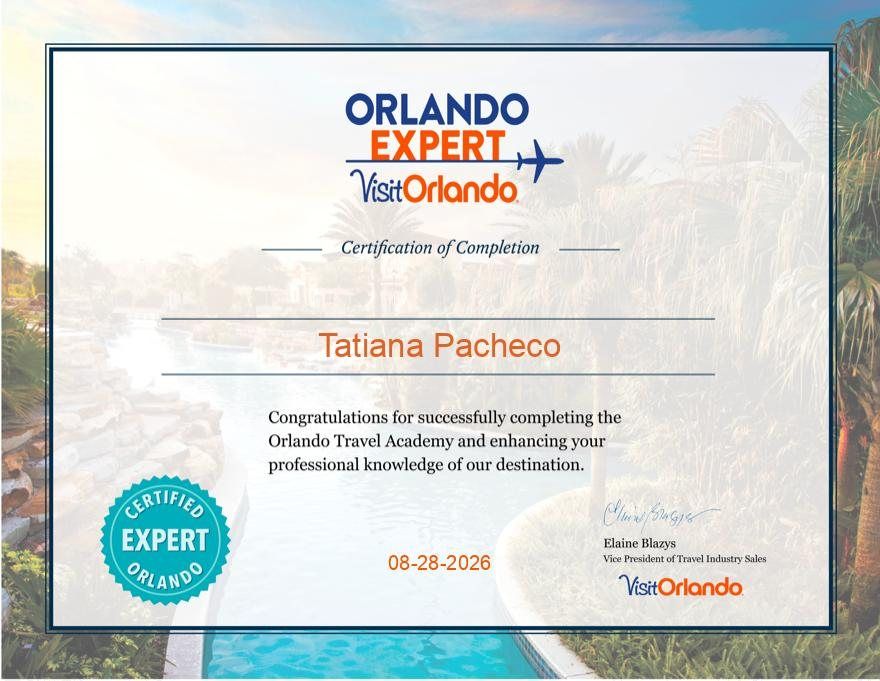 Certificado Orlando Expert · Visit Orlando